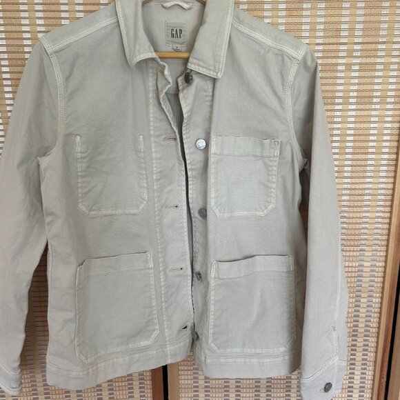 Vintage Gap Womens Beige Utility Jacket With Front Pockets & Button Closure - Si - Picture 9 of 9